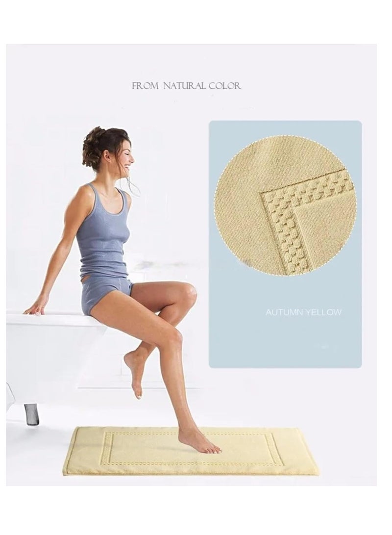 A M E Egyptian Cotton Bathroom Floor Mat (1pc Pack, 50 x 80 cm) - 900 GSM, Super Soft, Non-Slippery, and Extra Absorbent Floor Mat for Elegant Look (Beige)  - Image 2
