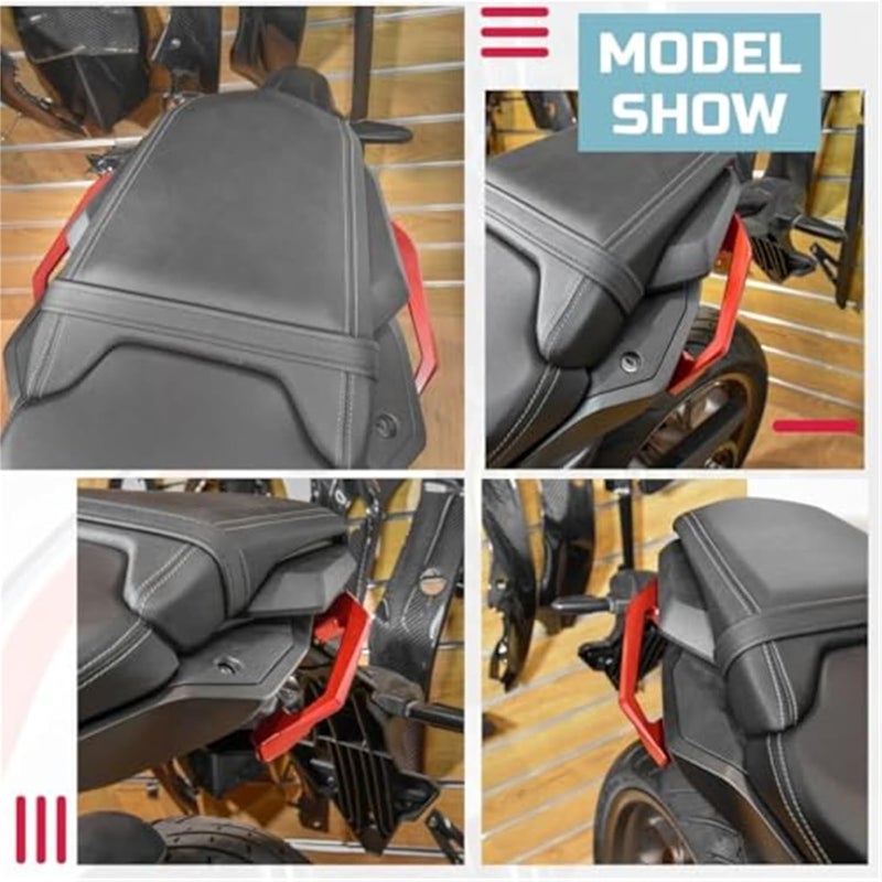 QASULER Motorcycle Rear Passenger Grab Handle Bar - Gold - Image 5