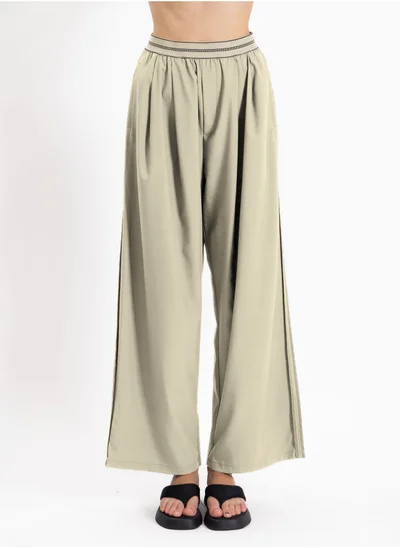 SHAPES DETAILED WIDE LEG COMFORT TROUSERS