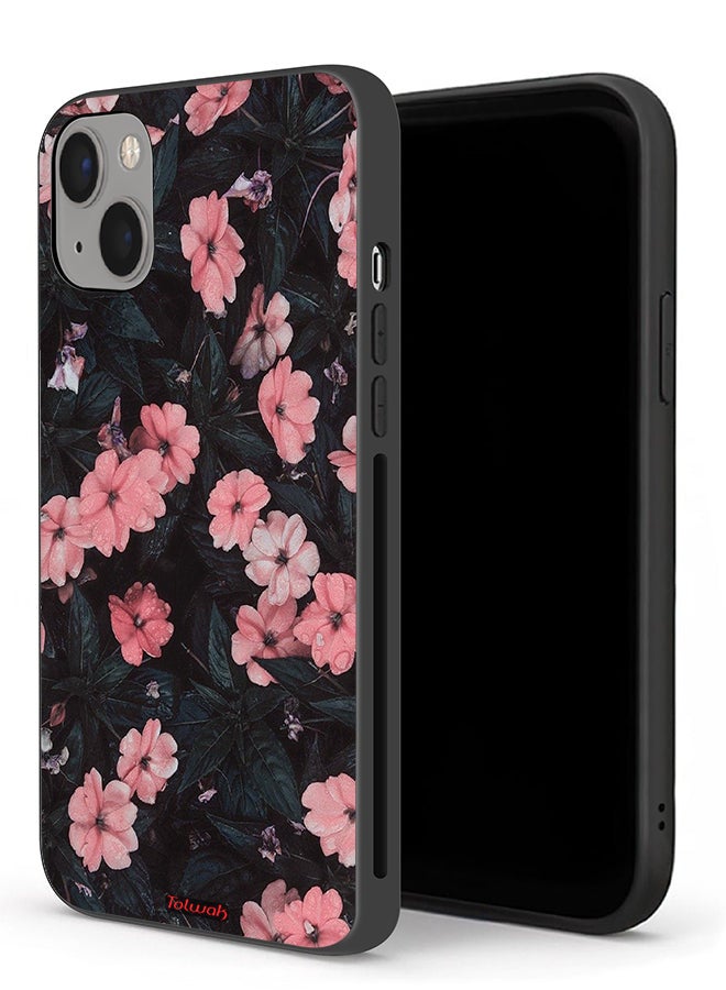 Tolwak Apple iPhone 13 Protective Case Peach Small Roses - Image 1