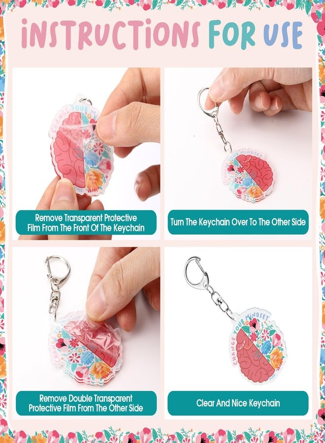Equsion 25 Sets Growth Mindset Keychains Gifts Change Your Mindset Key Rings Christmas Inspirational Positive Sayings Keychain with Motivational Card Mental Health Gift for Therapist Staff Student - Image 3