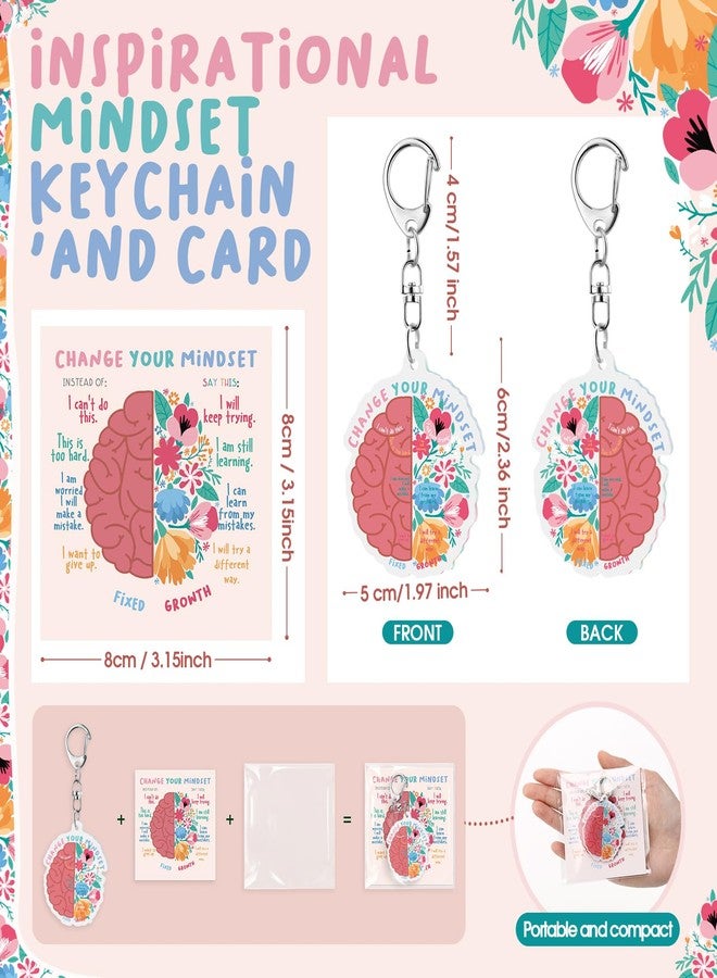 Equsion 25 Sets Growth Mindset Keychains Gifts Change Your Mindset Key Rings Christmas Inspirational Positive Sayings Keychain with Motivational Card Mental Health Gift for Therapist Staff Student - Image 2