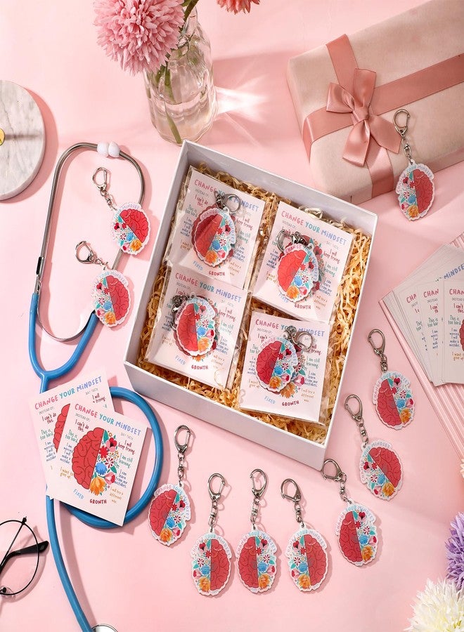 Equsion 25 Sets Growth Mindset Keychains Gifts Change Your Mindset Key Rings Christmas Inspirational Positive Sayings Keychain with Motivational Card Mental Health Gift for Therapist Staff Student - Image 5