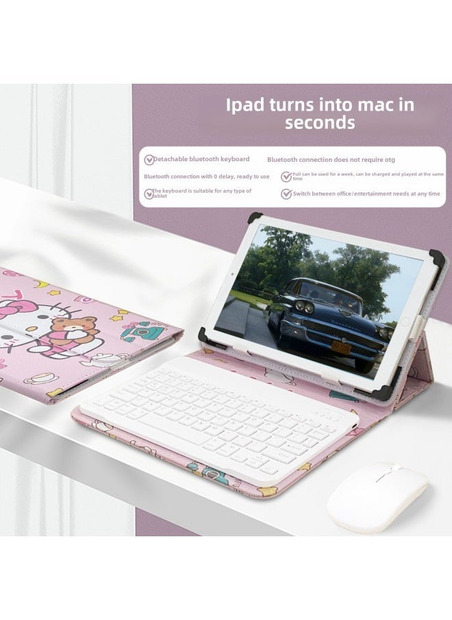 Wireless Bluetooth Keyboard And Mouse Suit For Apple Huawei Tablet PC Protective Cover 8-10.5 Inches Universal-Color:【paris Tower】 Protective Case + Rechargeable Bluetooth Keyboard + Rechargeable Bl - Image 3