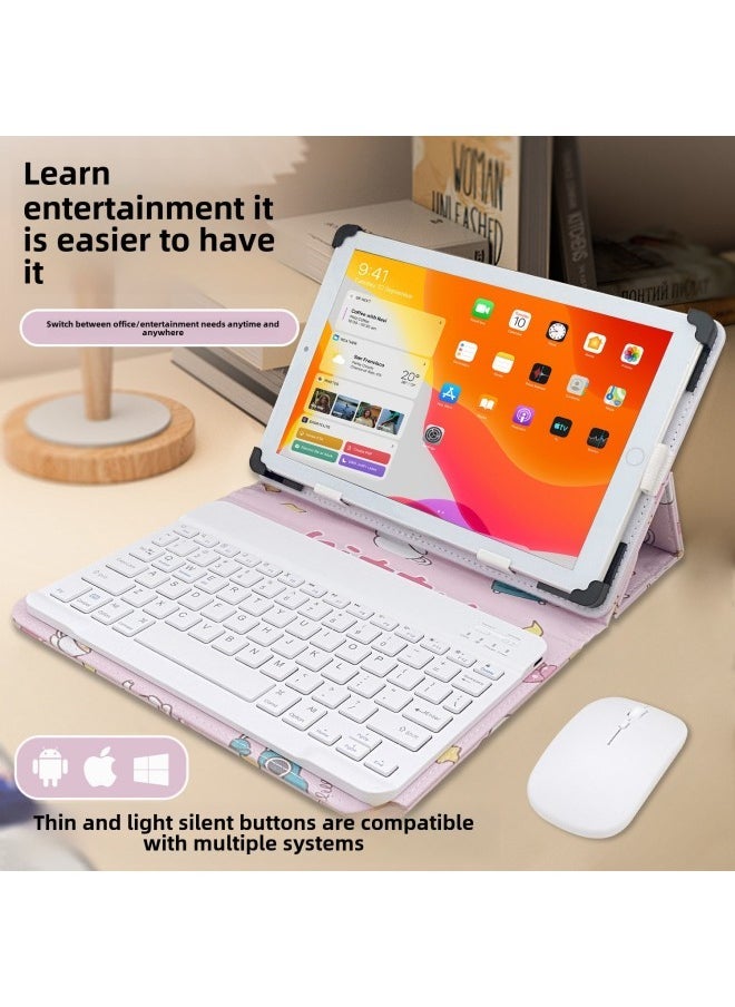 Wireless Bluetooth Keyboard And Mouse Suit For Apple Huawei Tablet PC Protective Cover 8-10.5 Inches Universal-Color:【paris Tower】 Protective Case + Rechargeable Bluetooth Keyboard + Rechargeable Bl - Image 2