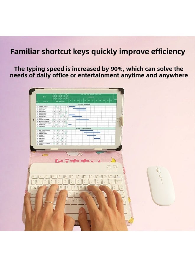 Wireless Bluetooth Keyboard And Mouse Suit For Apple Huawei Tablet PC Protective Cover 8-10.5 Inches Universal-Color:【paris Tower】 Protective Case + Rechargeable Bluetooth Keyboard + Rechargeable Bl - Image 4