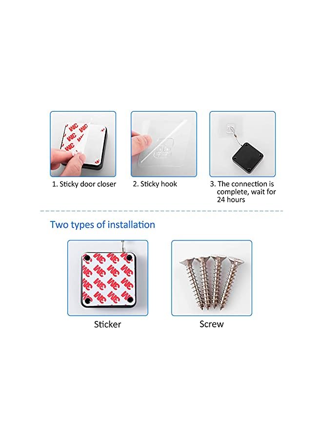 PROMASS Door Closer, Automatic Sensor Door Closer Punch-Free Spring Door Closer Residential Sliding Screen Door Closer Commercial Multifunctional Door Closer, Door Closer for Bedroom/Storm/Home (2 Pack White) - Image 4