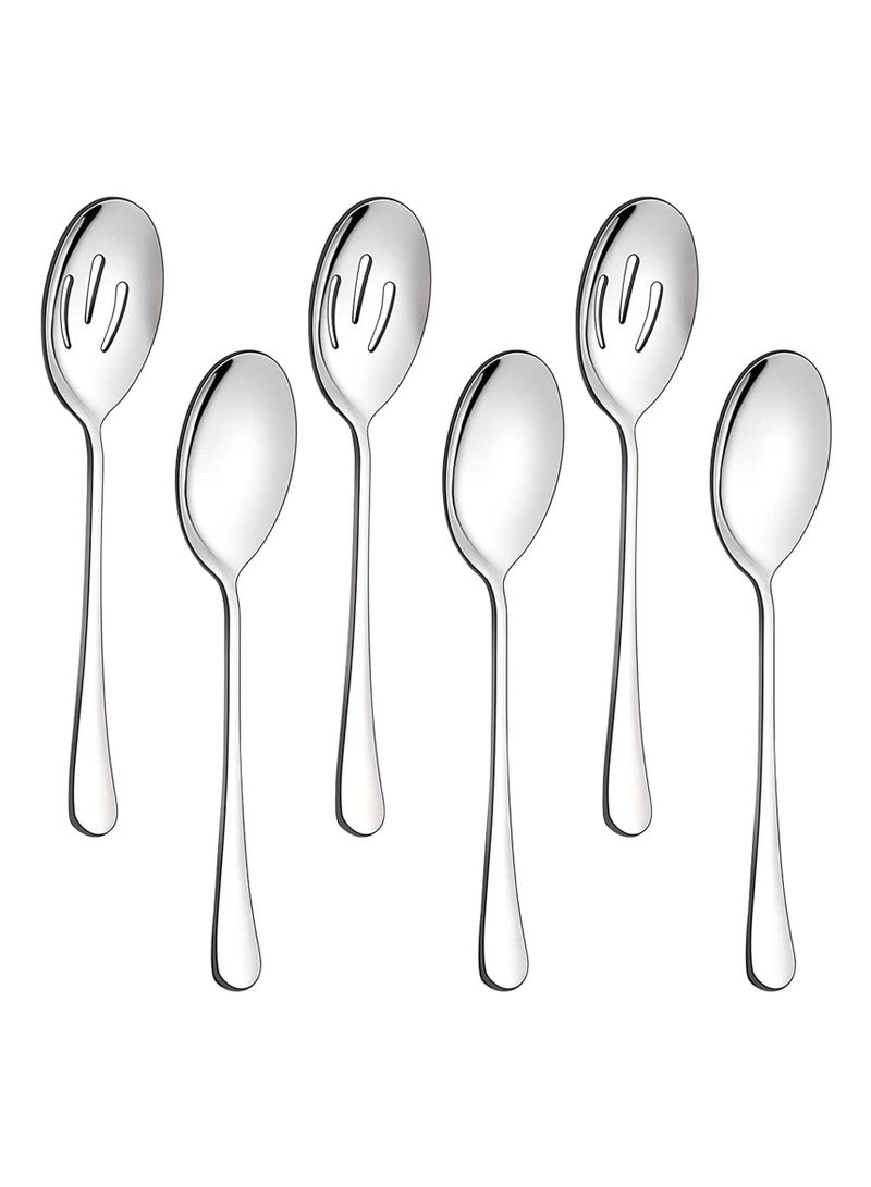 6-Piece Stainless Steel Serving Spoon and Colander Set, Mirror Polished, Dishwasher Safe, Perfect for Buffets and Parties  - Image 1