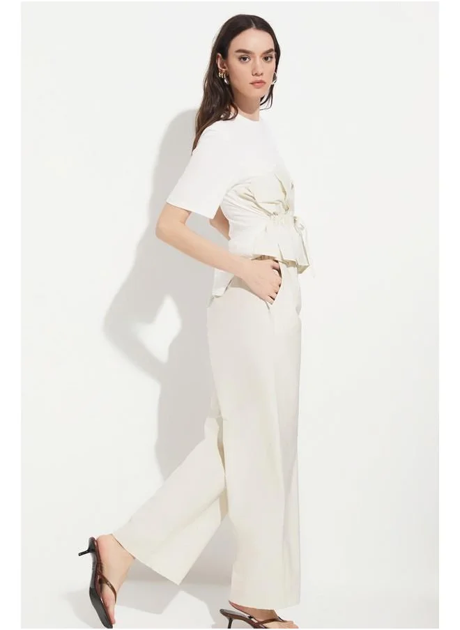 JUNE June Trouser & Blouse Set Stone