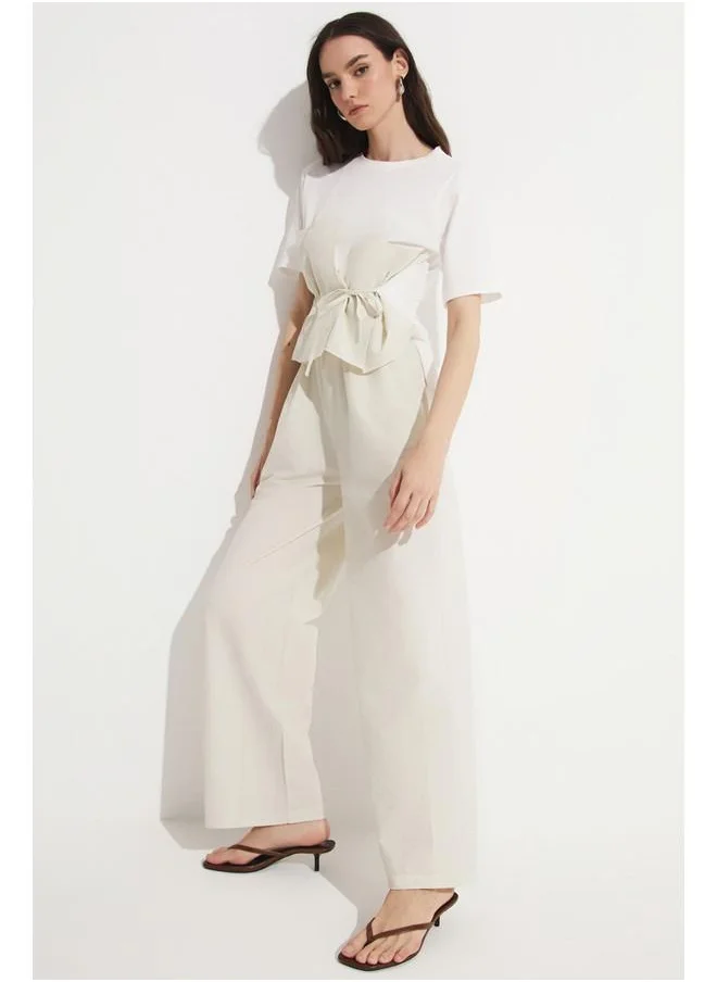 JUNE June Trouser & Blouse Set Stone
