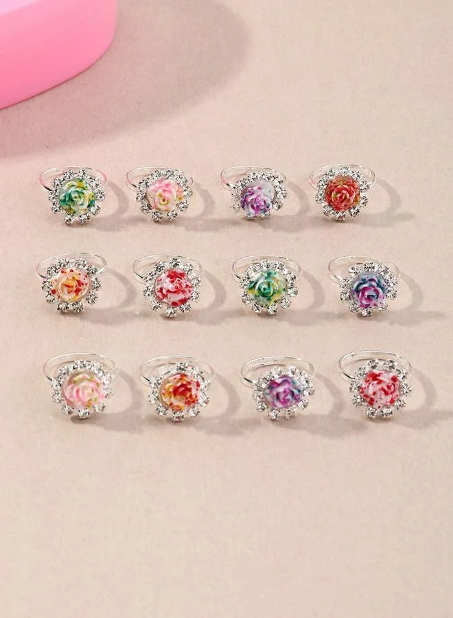 تايك تو طقم خواتم أزهار مزينة 12 قطعة