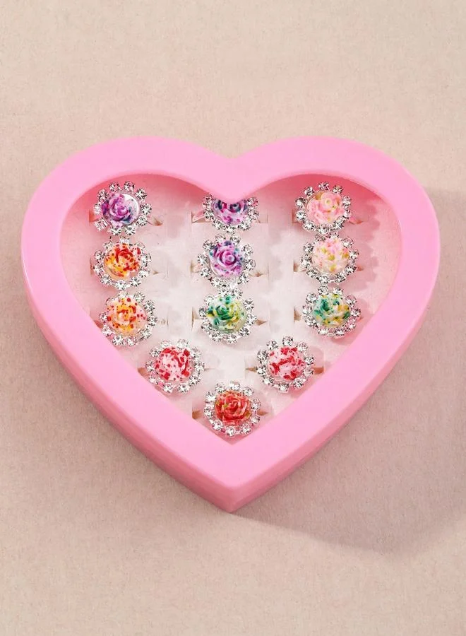 تايك تو طقم خواتم أزهار مزينة 12 قطعة