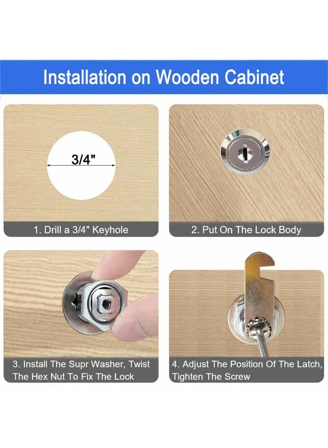 WOOCH Cabinet Cam Lock, 1-1/8 Inch Keyed Alike Cam Locks Secure File Drawer Door Mailbox Tool Box Dresser RV Cylinder Replacement Lock Hardware, Fits on 1" Max Panel Thickness (4 Pack) - Image 5