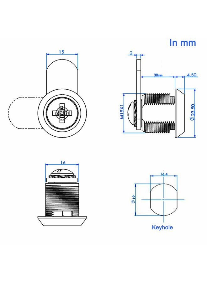 WOOCH Cabinet Cam Lock, 1-1/8 Inch Keyed Alike Cam Locks Secure File Drawer Door Mailbox Tool Box Dresser RV Cylinder Replacement Lock Hardware, Fits on 1" Max Panel Thickness (4 Pack) - Image 4