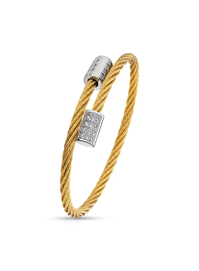 غاي لاروش Camille Gold and Silver Bangle with Crystals for Women