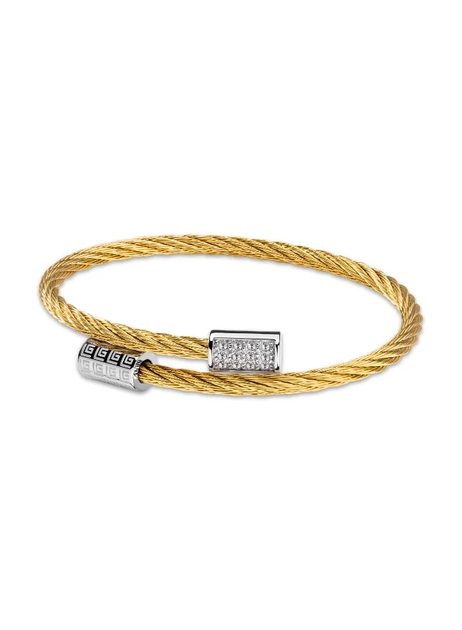 غاي لاروش Camille Gold and Silver Bangle with Crystals for Women