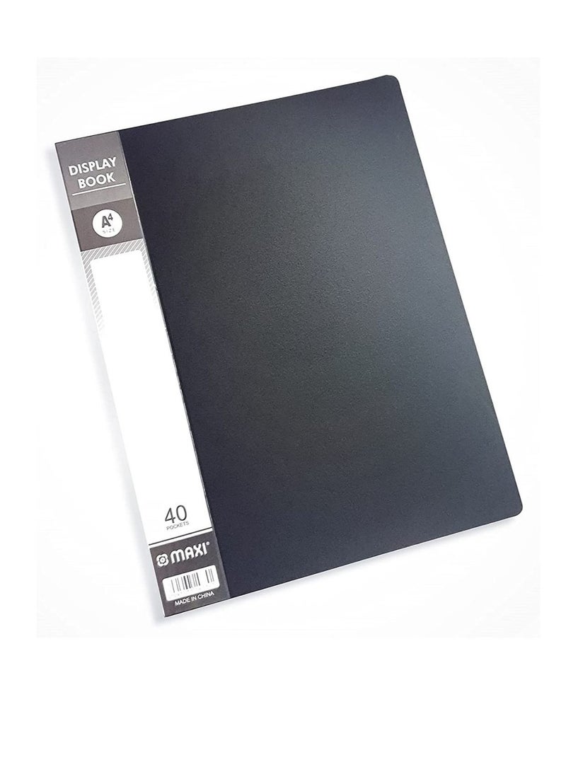 MAXI DISPLAY BOOK 40 POCKET BLACK WITH CLEAR POCKETS - Image 1