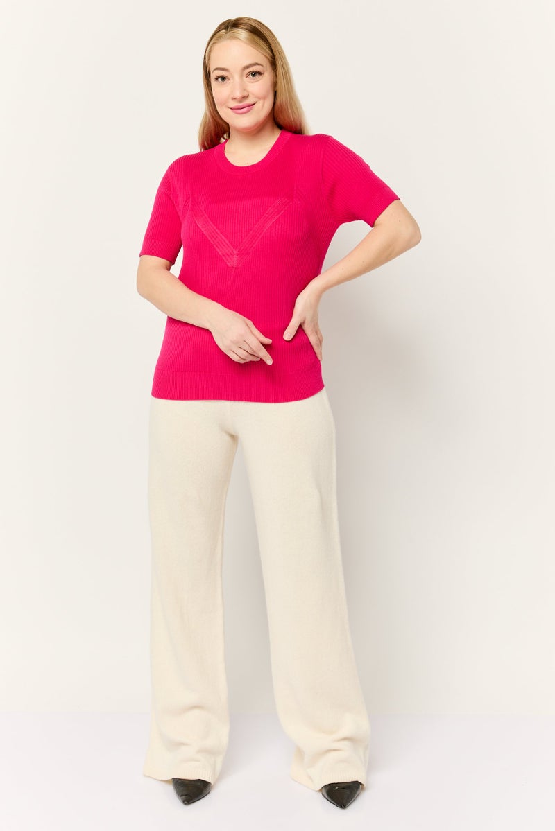 ESPRIT Women Ribbed Neck Knitted Sweater, Pink - Image 4
