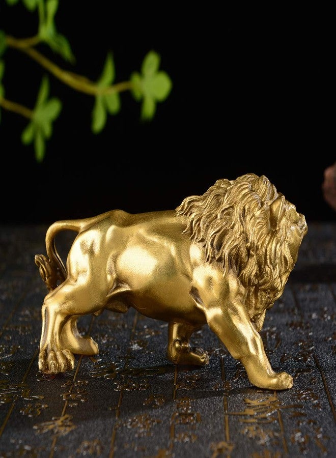 BRABUD Chinese Fengshui Handmade Brass Magical and Noble Lion Statue Attract Wealth Home Decor Housewarming Gift （jinshizi） - Image 5