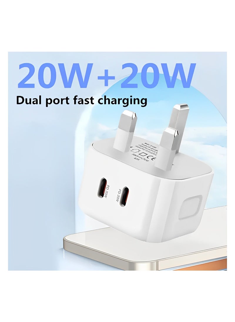 FIRST PRO Dual Type C Charger 40W - Fast Charging phone Adapter for android, iphone16 Pro max/iPhone 15 Pro Max, iPad Pro, Apple Devices, Samsung s23 ultra - 2 USB-C PD, Type C & Type-C Cable Included  - Image 4