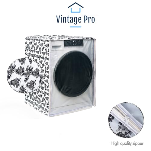 Vintage Pro Front Load Washing Machine Cover Suitable for LG 8.5 Kg, 9 Kg, 9.5 Kg, 10 Kg, 10.5 Kg, 11 Kg, 11.5 Kg, 12 Kg (72cmsX63cmsX81cms, Black & White) - Image 4