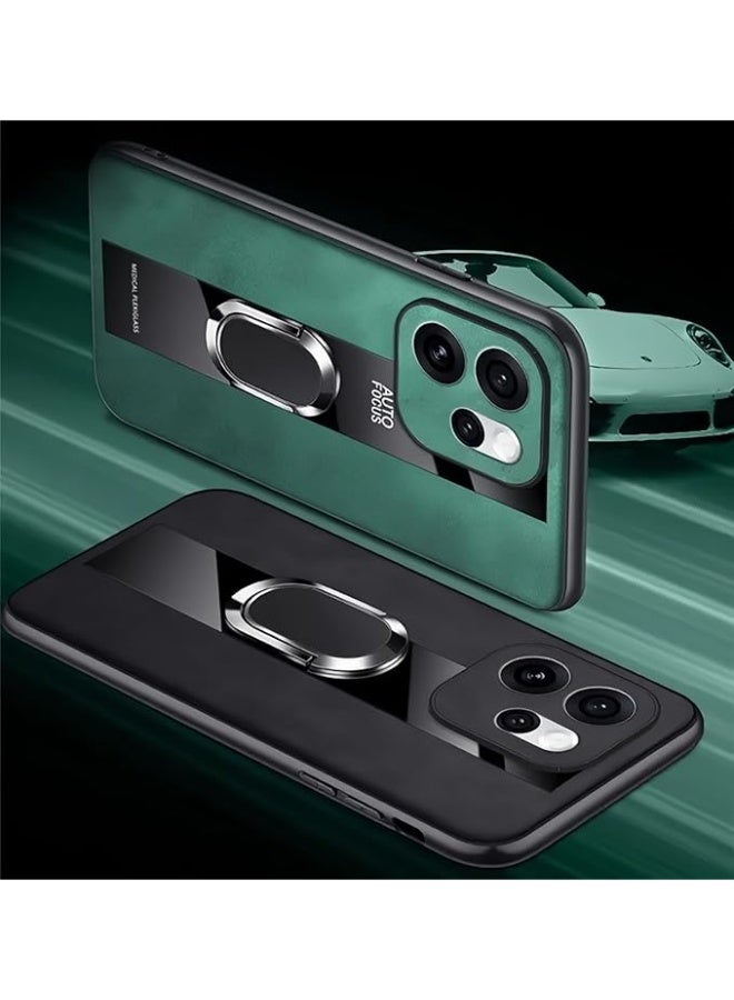 Compatible with OPPO Reno 15 Pro Case with Built in Metal Plate on Back Stand Support Magnetic Car Mount Metal Kickstand Safe to Hold with Ring Leather Cover - Image 3