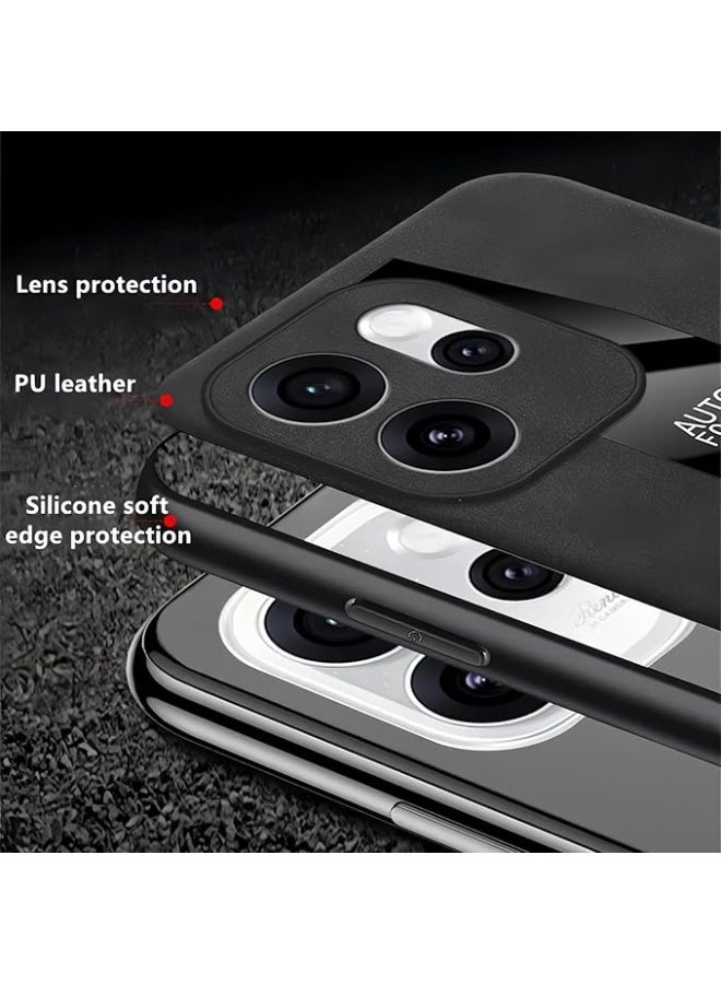 Compatible with OPPO Reno 15 Pro Case with Built in Metal Plate on Back Stand Support Magnetic Car Mount Metal Kickstand Safe to Hold with Ring Leather Cover - Image 5