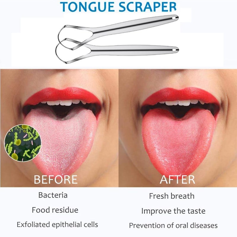 ZIBUYU® Stainless Steel Tongue Scraper 2 Pack Wide Mouth Design for Deep Cleaning Comes in Metal Box Fresher Breath & Oral Hygiene, Silver - Image 4