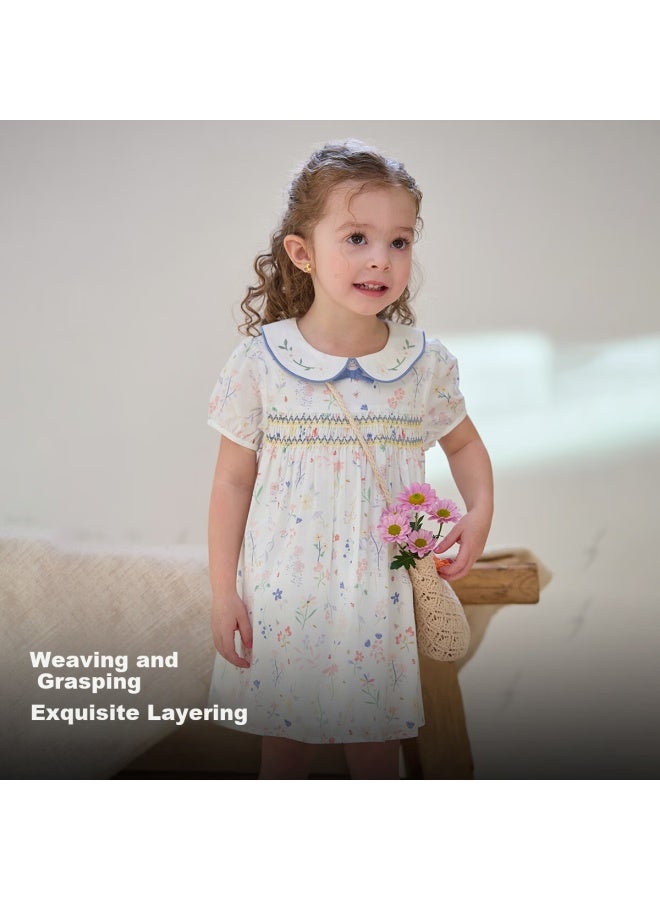 Dave & Bella Summer Baby Floral Dress Girls' Western Style Dress Children'S Cotton Princess Dress - Image 2