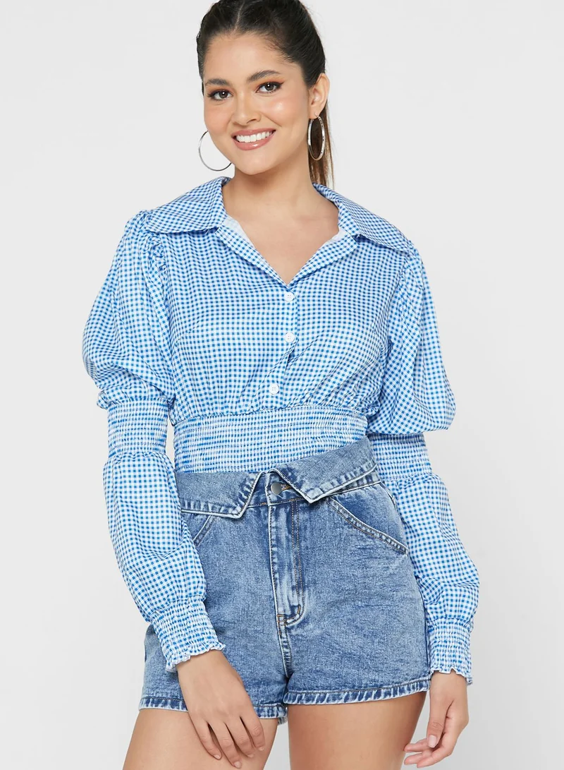 Ginger Checkered Crop Top