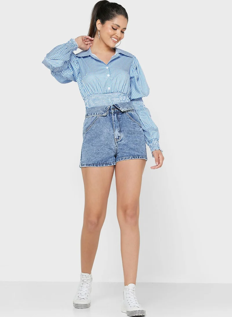 Ginger Checkered Crop Top