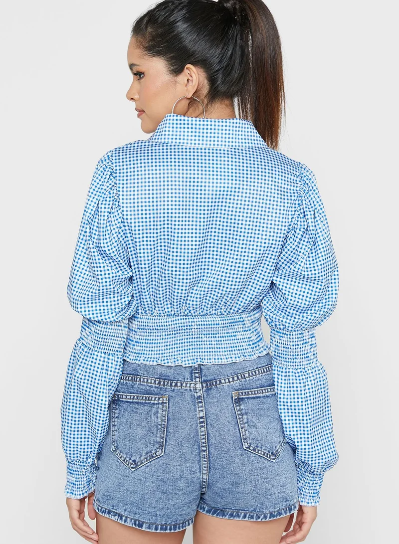 Ginger Checkered Crop Top