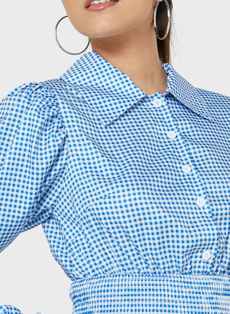 Ginger Checkered Crop Top