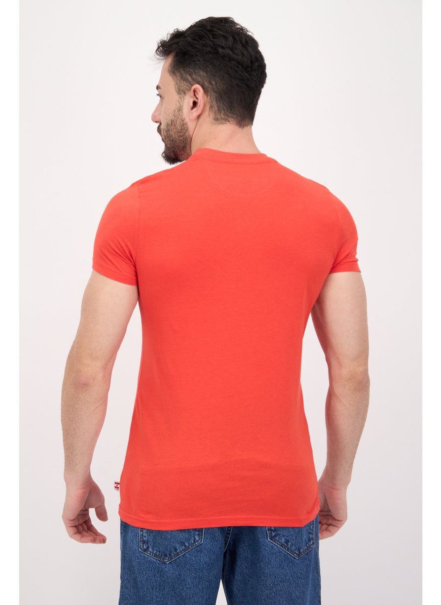 Canadian Peak Men Round Neck Short Sleeves Brand Logo T-Shirts, Red  - Image 2