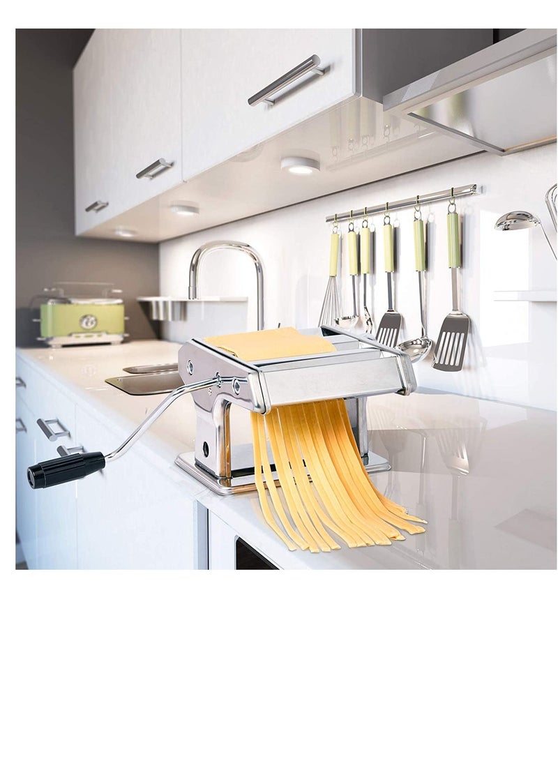 Stainless Steel Pasta Maker Machine, 7 Adjustable Thickness Settings Roller & 2 Width Blades Dough Cutter for Spaghetti, Lasagna or Ravioli Skins  - Image 2