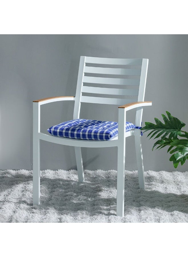 DANUBE HOME وسادة كرسي منسوجة بتصميم مربعات SS25-Aura - 40x40 سم أزرق/عاجي | وسادة قطنية/بوليستر أنيقة للكراسي الداخلية | وسادة مقعد مريحة لديكور المنزل - Image 5