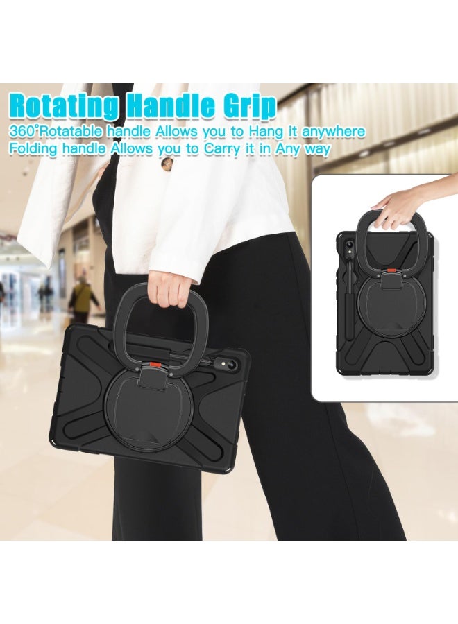 عام غطاء لوحي لسامسونج جالكسي تاب S10 FE 10.9 بوصة 2025 (SM-X520/X526B/X528U): غطاء متين مقاوم للصدمات مع حامل حلقة دوار 360°/مقبض يد/حامل قلم. - Image 3