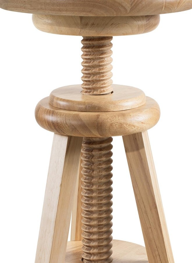 eHemco Swivel Solid Wood Adjustable Bar Stool, 18.9 to 25.2 Inches, Natural Base with Black Top - Image 5