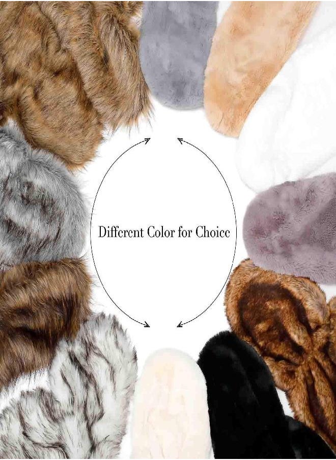 JAKAWIN JAKAWIN Women’s Faux Rabbit Fur Wraps and Shawls Bride Wedding Fur Stole Bridal Fur Shrug for Women and Girls (S-M,Beige)  - Image 2