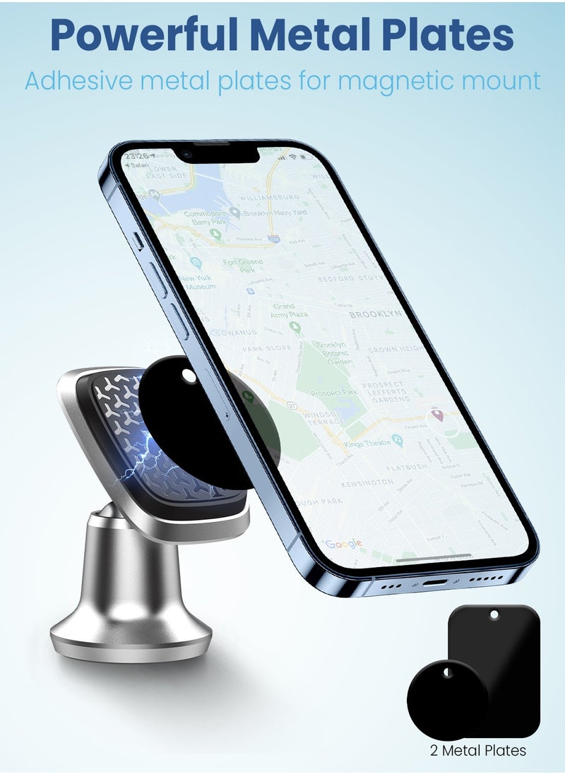 Remson - Remson Magnetic Car Phone Holder Universal Stick On 360 Rotation  For Dashboard Compatible with iPhone 13 12 11 Pro Max XR XS X 8 7, Samsung Galaxy & More – Silver - Image 1