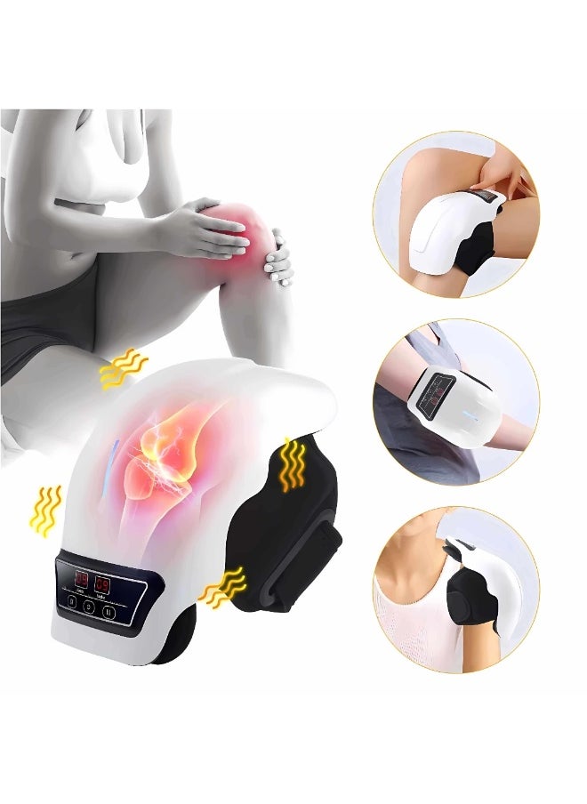 MOCOM HX-118 Cordless Heated Knee Massager for Pain Relief | Wireless Vibration & Infrared Heat Therapy Knee Brace Wrap | Rechargeable Electric Joint Massager with LED Screen for Arthritis, Swelling, Cold Legs, Improved Blood Circulation | Perfect Gift for Men & Women (White)  - Image 2