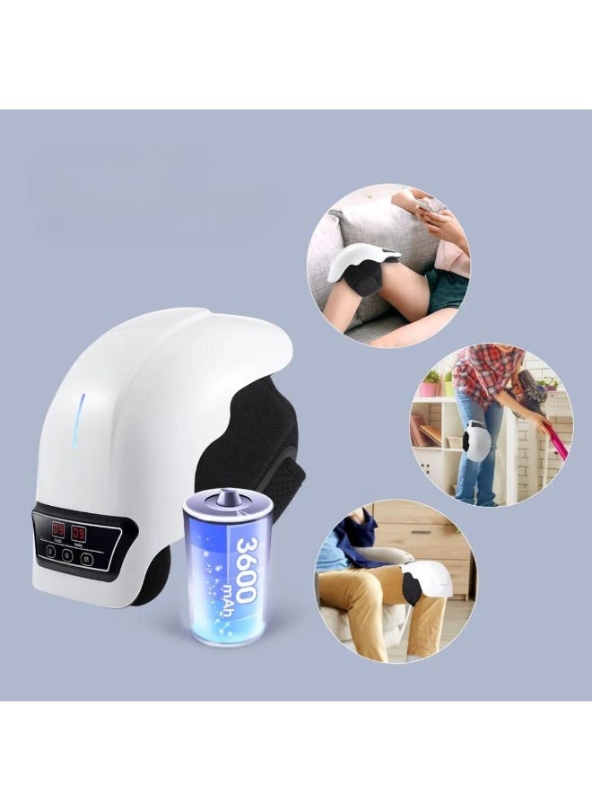 MOCOM HX-118 Cordless Heated Knee Massager for Pain Relief | Wireless Vibration & Infrared Heat Therapy Knee Brace Wrap | Rechargeable Electric Joint Massager with LED Screen for Arthritis, Swelling, Cold Legs, Improved Blood Circulation | Perfect Gift for Men & Women (White)  - Image 3