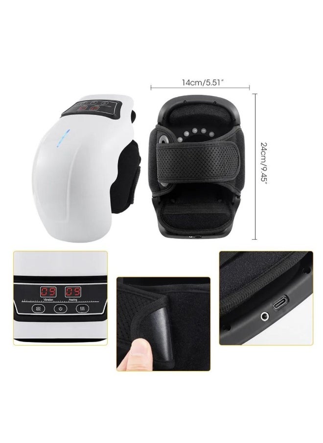 MOCOM HX-118 Cordless Heated Knee Massager for Pain Relief | Wireless Vibration & Infrared Heat Therapy Knee Brace Wrap | Rechargeable Electric Joint Massager with LED Screen for Arthritis, Swelling, Cold Legs, Improved Blood Circulation | Perfect Gift for Men & Women (White)  - Image 5