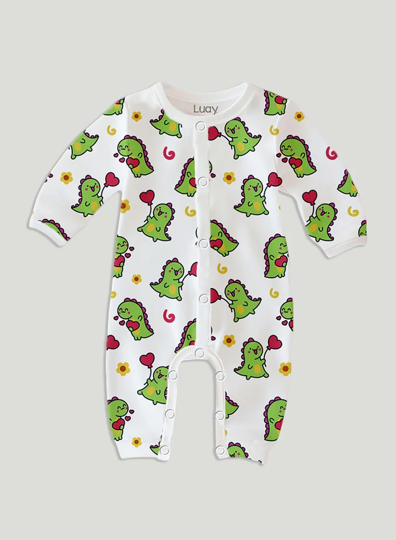 لؤي رومبر بكم كامل 100% قطن، بدلة نوم للبنات والأولاد _(عبوة من 2) من 18 إلى 24 شهر