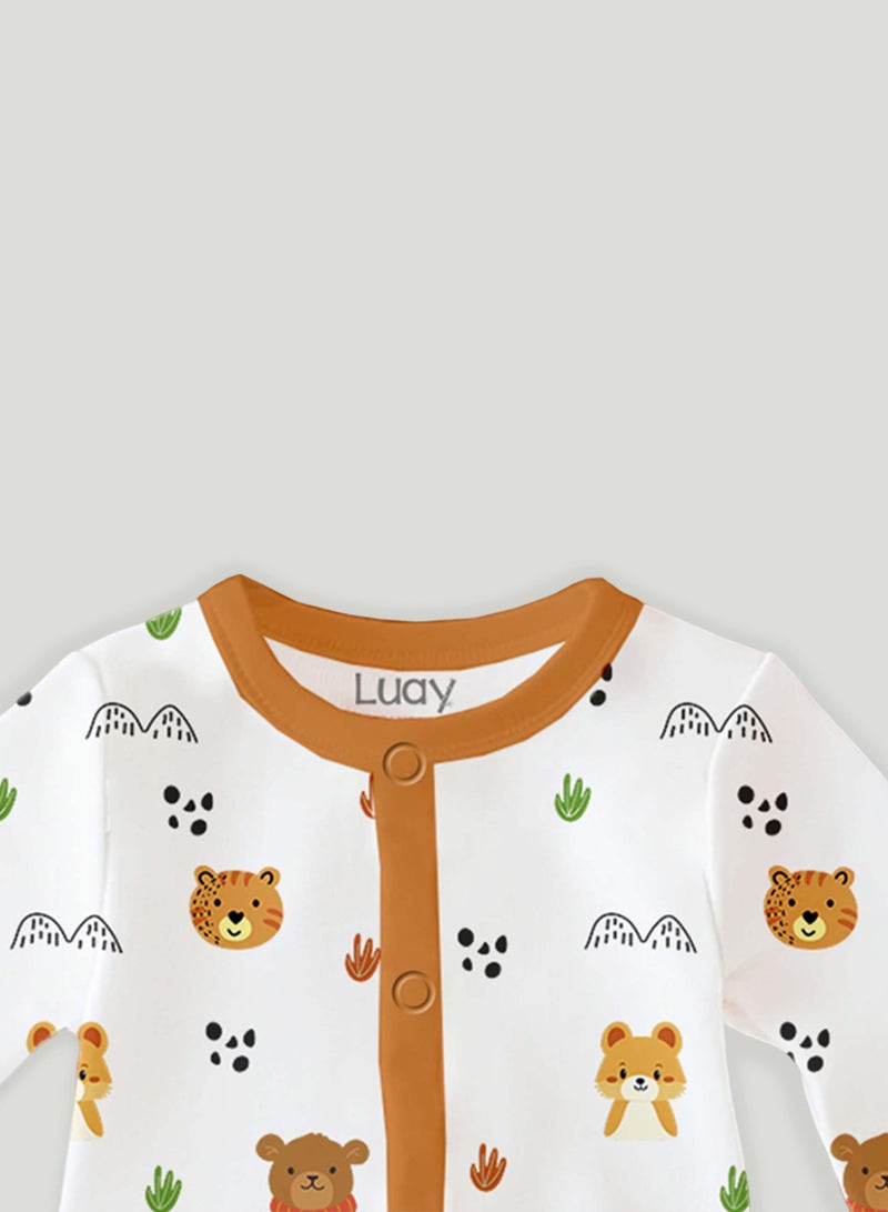 لؤي رومبر بكم كامل 100% قطن، بدلة نوم للبنات والأولاد _(عبوة من 2) من 18 إلى 24 شهر - Image 5