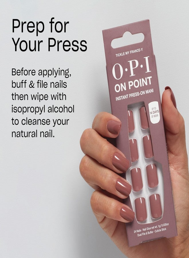 OPI On Point Tickle My France-y | Short Round Mauve Nude Neutral Press On Nails | With Nail Glue | Long Lasting, Reusable, Non-damaging - Image 5
