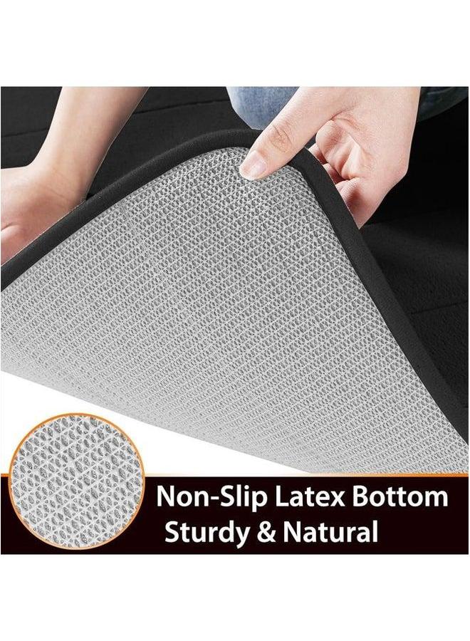HOMESTAR Coral Fleece Bath Mat Set, Bathroom Rugs 3 Pieces, Toilet Mats, Soft Comfortable, Water Absorption, Non-Slip, Thick, Machine Washable, Easier to Dry for Floor Black  - Image 4