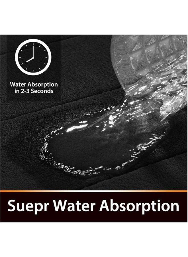 HOMESTAR Coral Fleece Bath Mat Set, Bathroom Rugs 3 Pieces, Toilet Mats, Soft Comfortable, Water Absorption, Non-Slip, Thick, Machine Washable, Easier to Dry for Floor Black  - Image 3