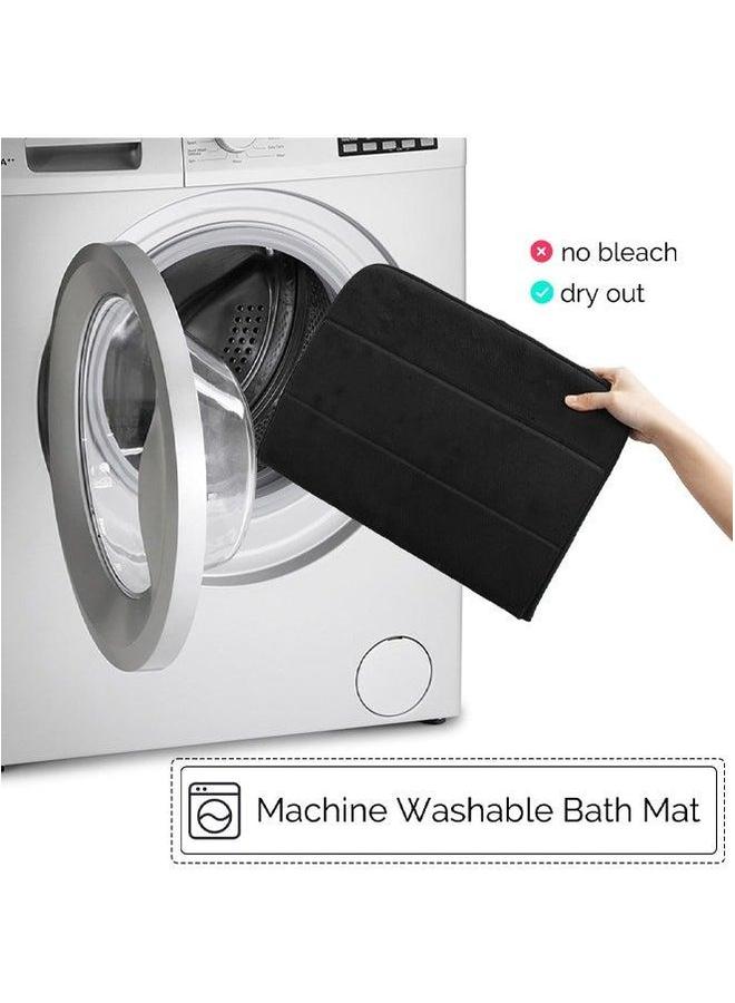 HOMESTAR Coral Fleece Bath Mat Set, Bathroom Rugs 3 Pieces, Toilet Mats, Soft Comfortable, Water Absorption, Non-Slip, Thick, Machine Washable, Easier to Dry for Floor Black  - Image 5