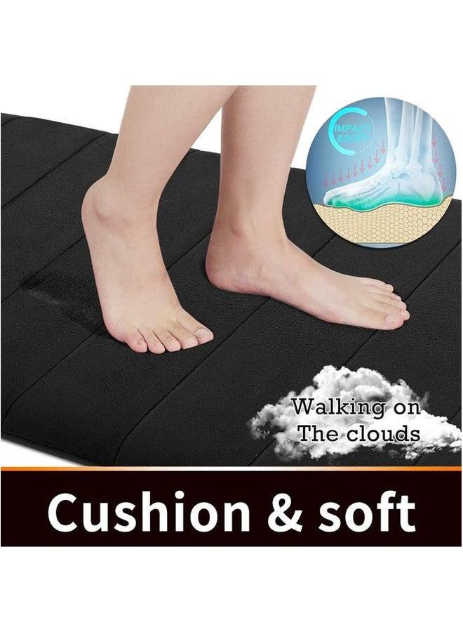 HOMESTAR Coral Fleece Bath Mat Set, Bathroom Rugs 3 Pieces, Toilet Mats, Soft Comfortable, Water Absorption, Non-Slip, Thick, Machine Washable, Easier to Dry for Floor Black  - Image 2